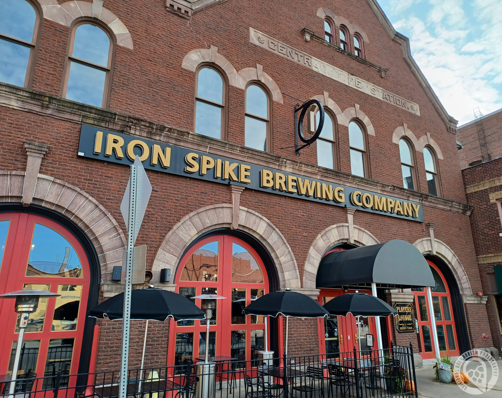Front of the Iron Spike Brewing building