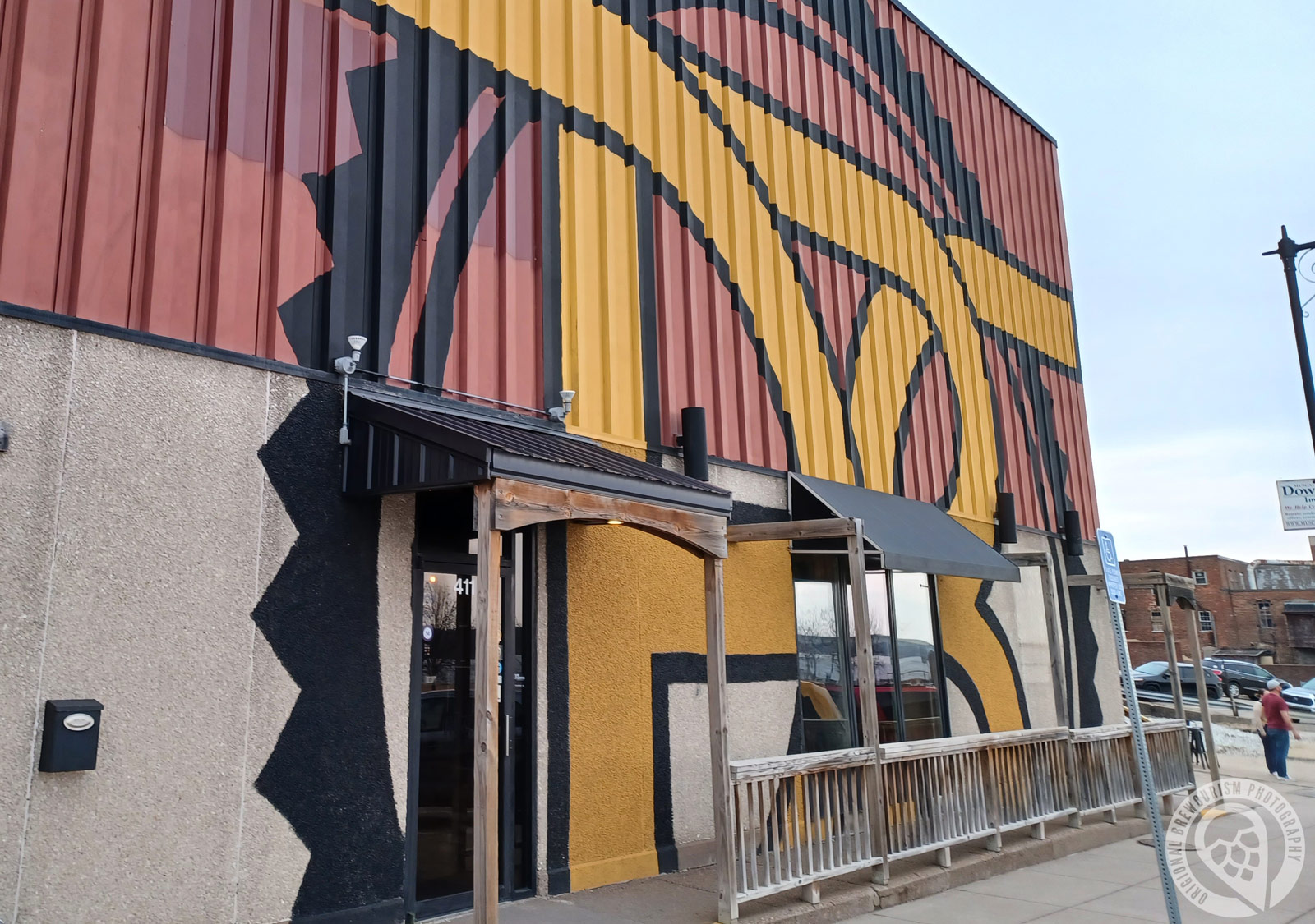 Front of the Contrary Brewing building